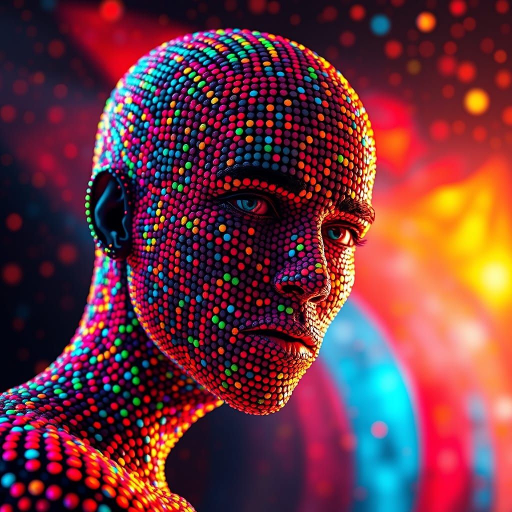 Vibrant Dot Person in a Splash Art Style