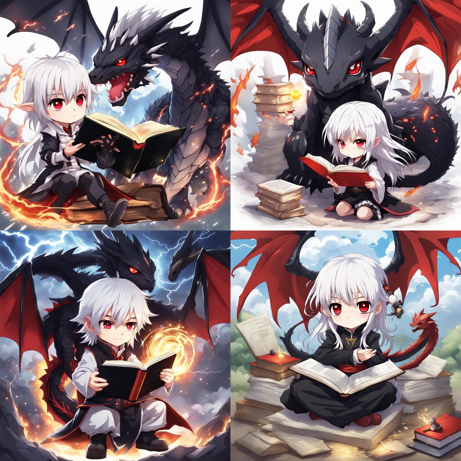 Chibi Dragon Casting Spell in Anime Style