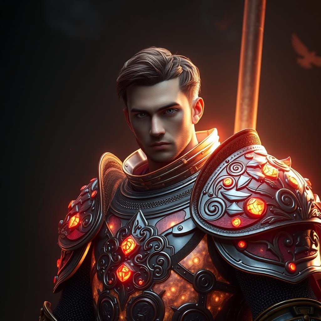 Ethereal Knight in Shimmering Armor