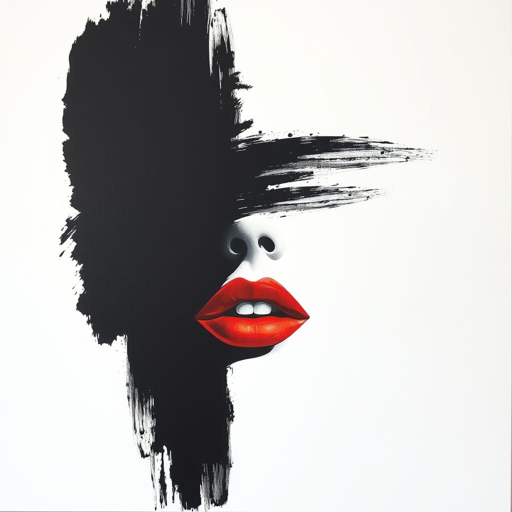 Minimalist Face in Monochrome