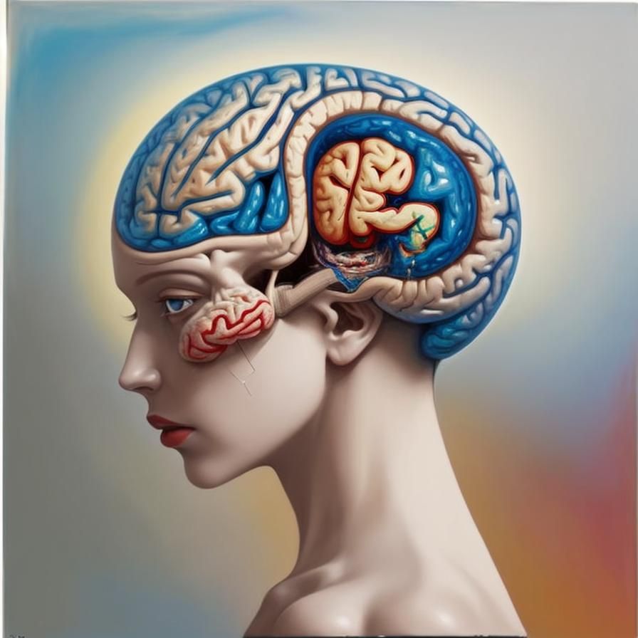 Surreal Split Head Abstract Oil Painting