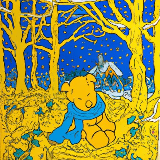 Winnie the Pooh's Joyful Christmas: Van Gogh Style