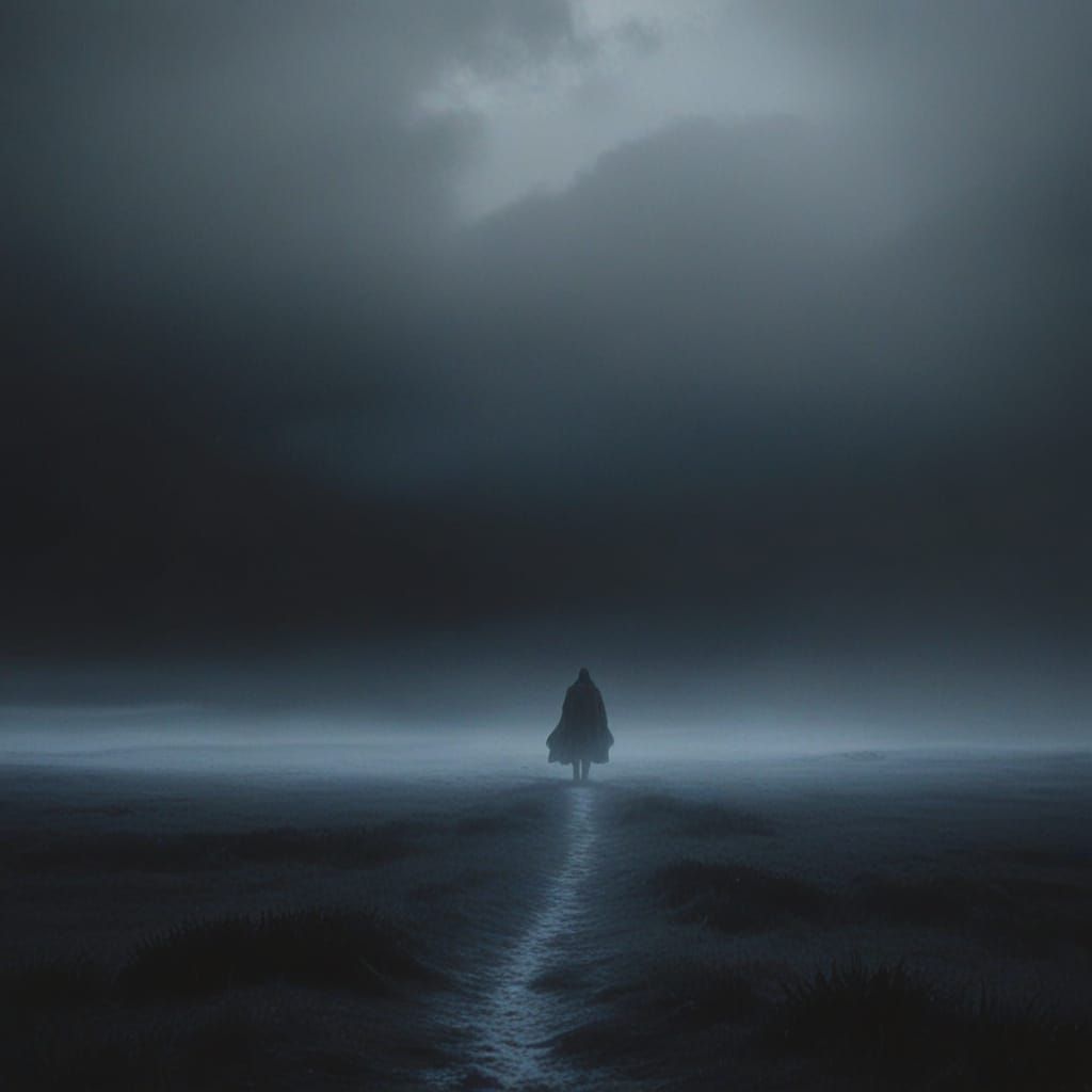 Dark Fantasy Figure in a Winter Landscape