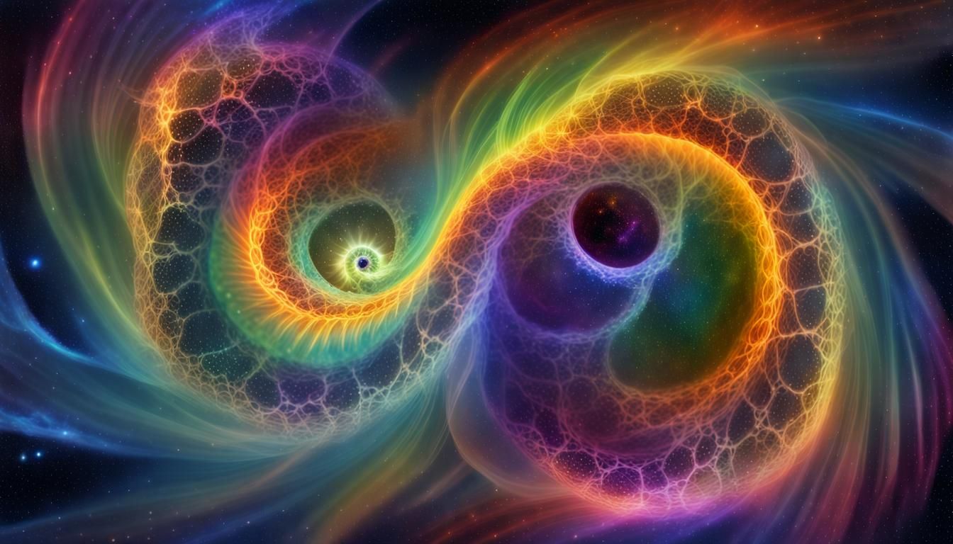 Rainbow Dragon Helix in Aurora-Nebula Plasma Fire