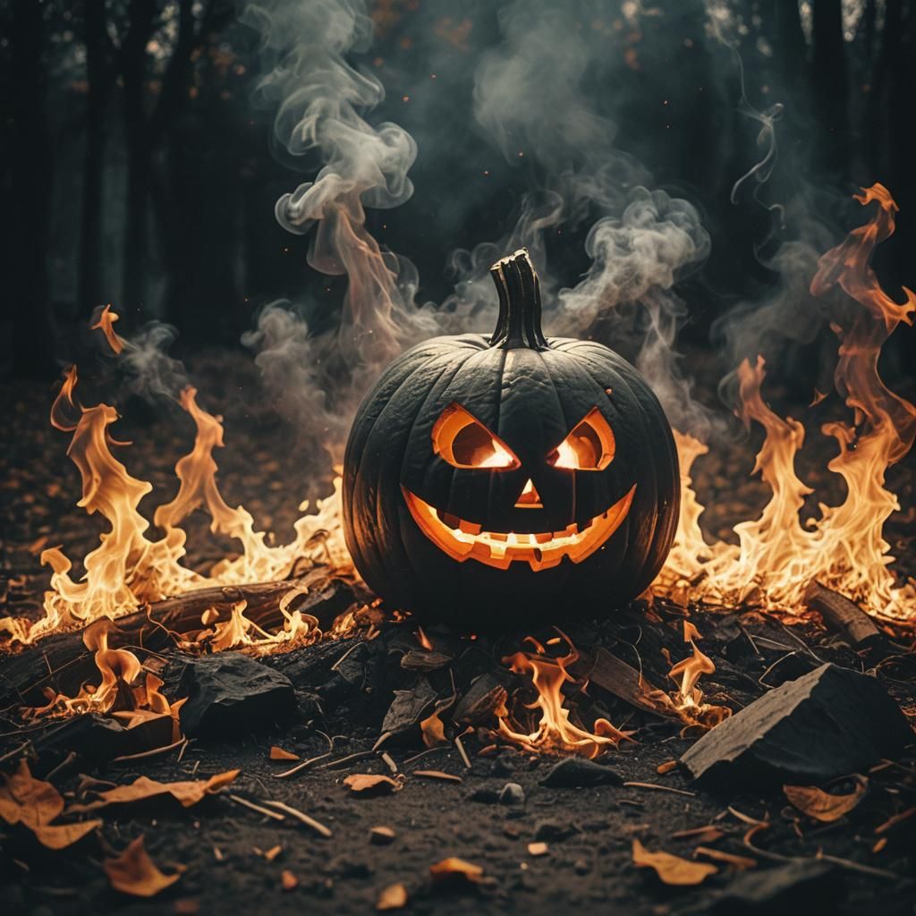 Fiery Yet Sweet Halloween Pumpkin: Cinematic Still