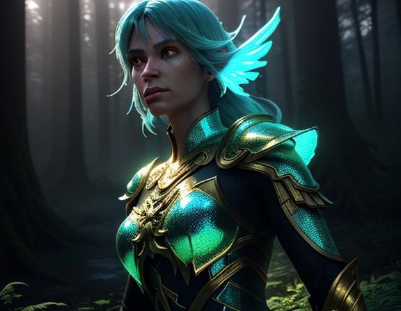 Heroic Amphipioid in Mystical Forest Ruins