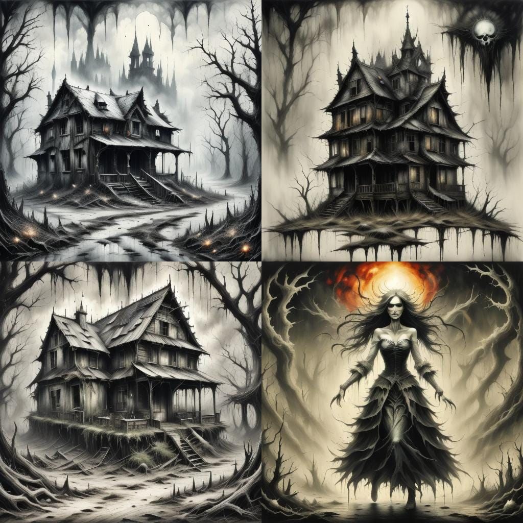 Eerie Haunted Cabin in Dark Fantasy Style