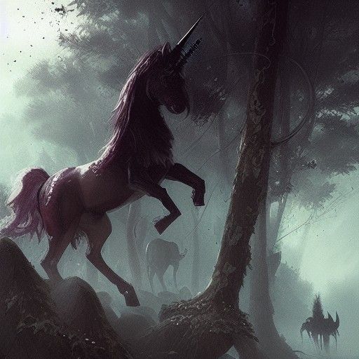 Sinister Scalloped Unicorns: Dramatic Fantasy Art