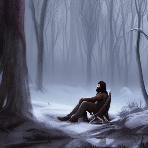 Aragorn by Campfire in Winter Snow