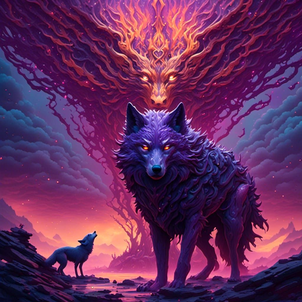 Mystical Wolf Fenrir in Dark Fantasy Style