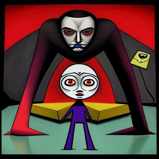 Surreal Narcissist: Jealous Rage in Colorful Abstract