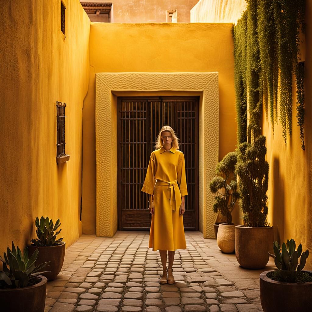 Blonde Model in Luis Barragan Courtyard Photograph