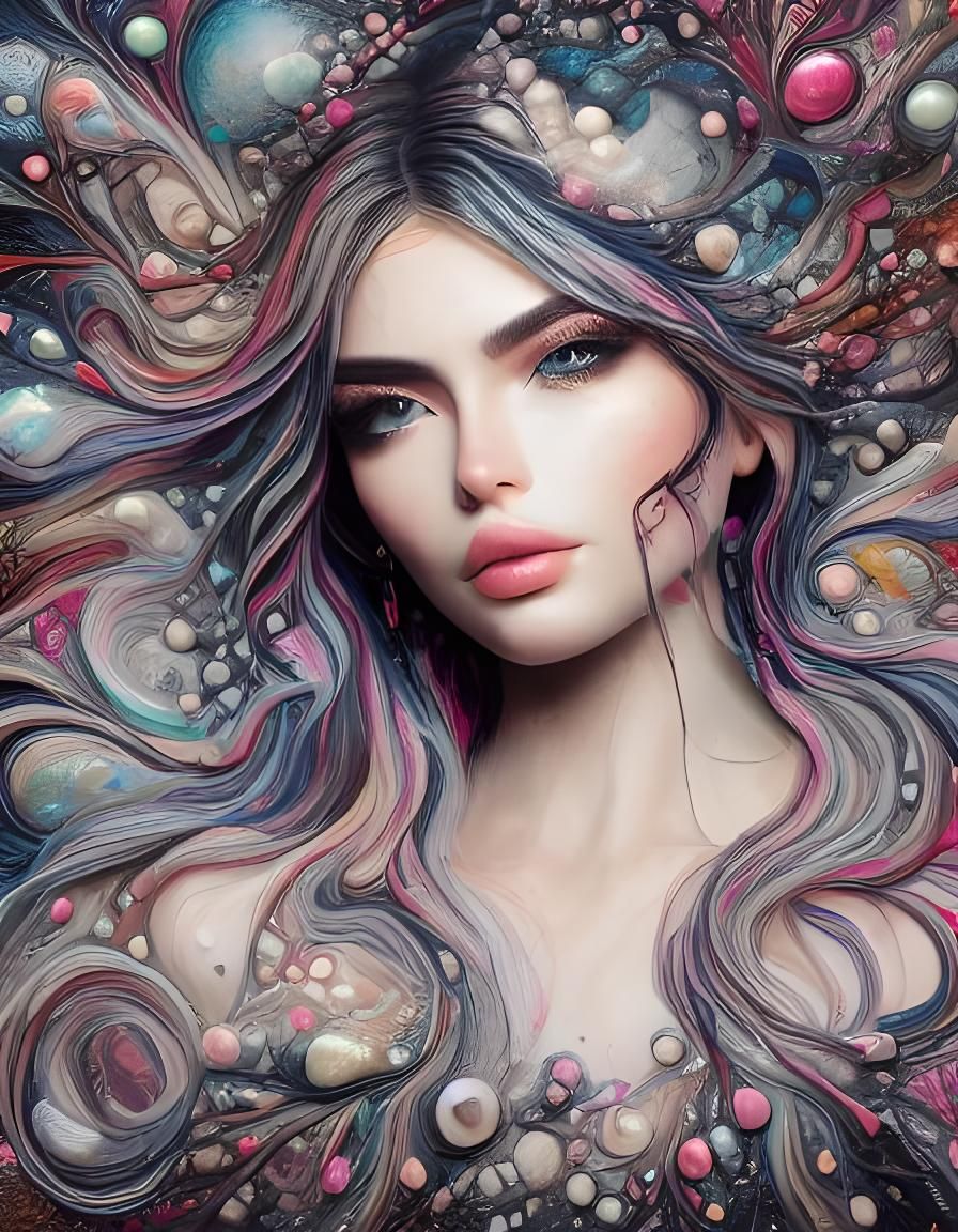 Bubbly Portrait in Soft Impasto Style, HDR