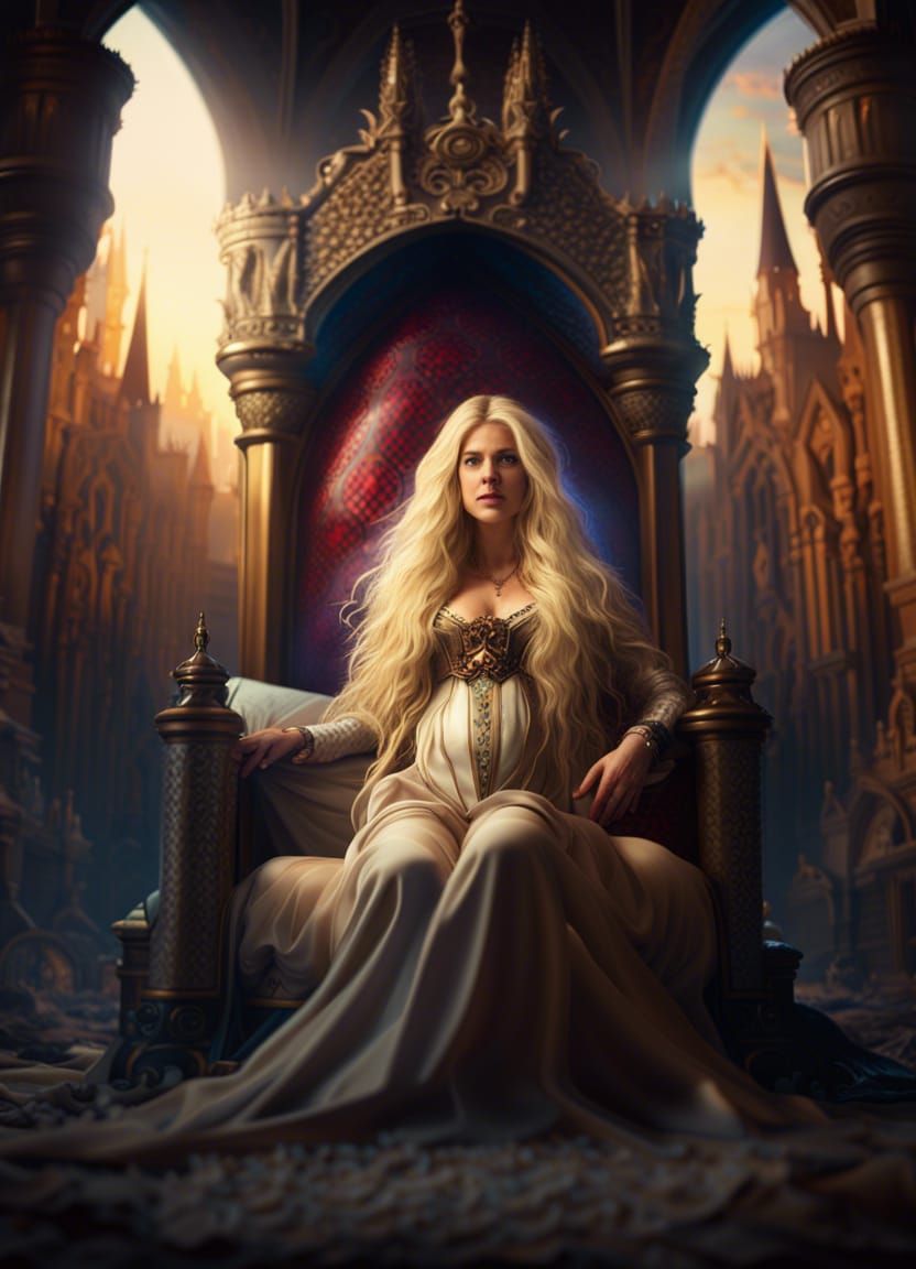 Queen Giving Birth in Castle Tower: Digital Art