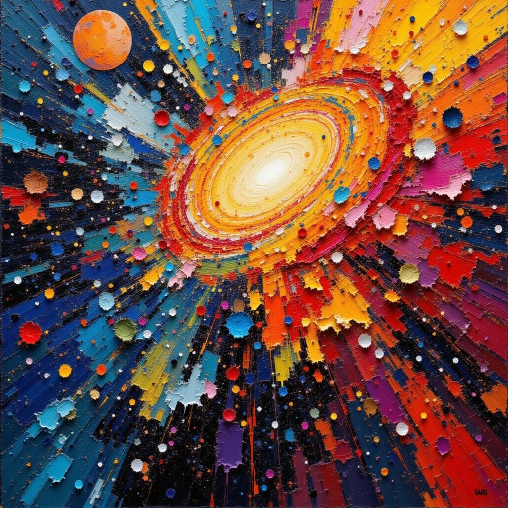 Exploding Galaxy in Abstract Expressionism Style