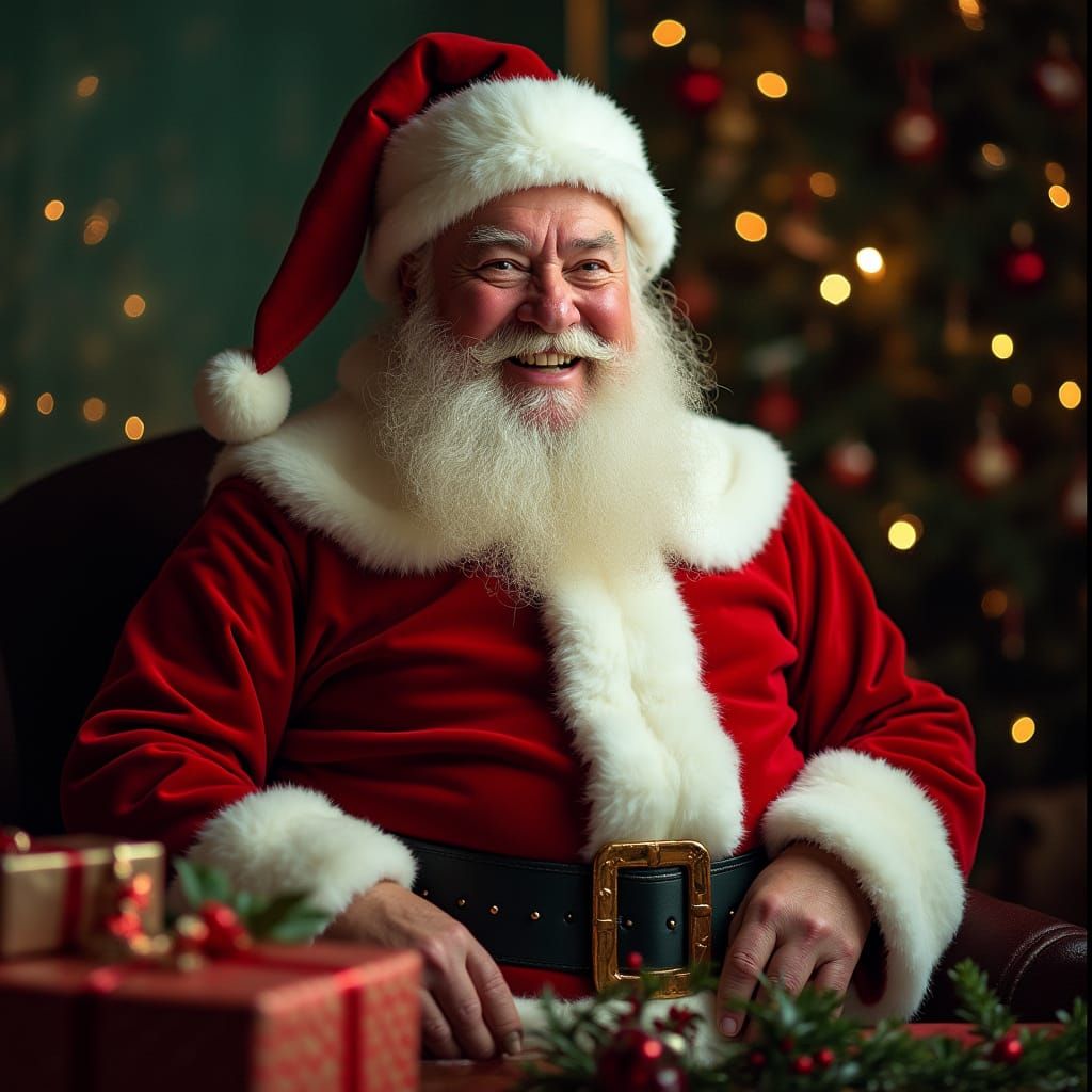 Classic Santa Claus Poster with Festive Elements