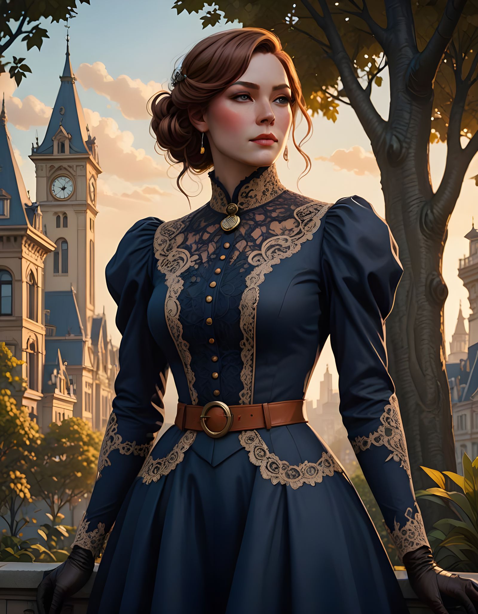 Elegant Victorian Lady in Golden Hour