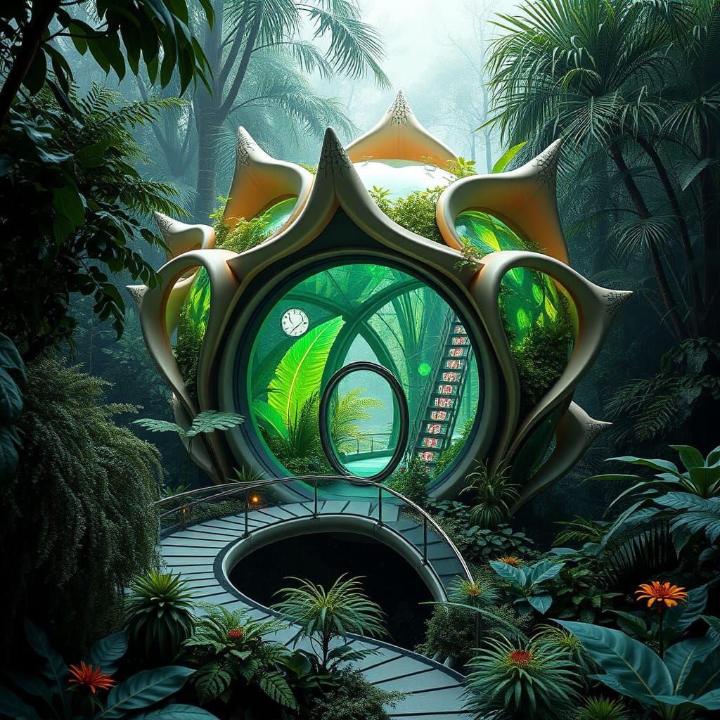 Eco-Friendly Flower-Shaped Abode in a Verdant, Futuristic Ut...