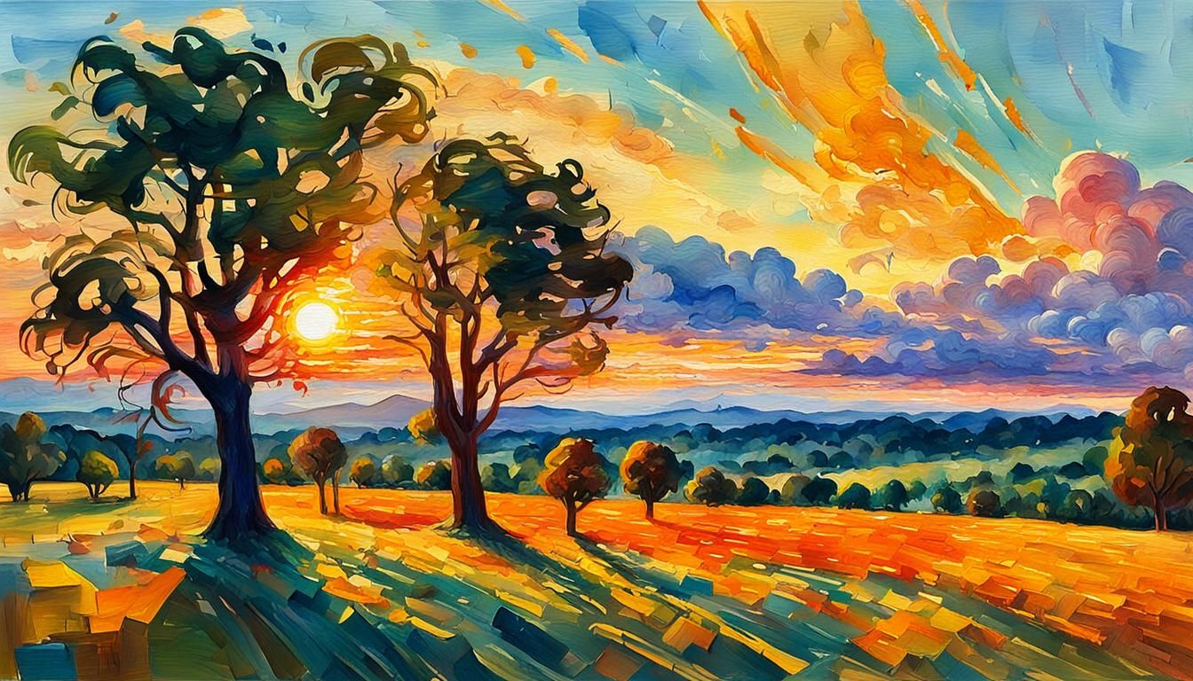 Impressionist Scene in Gouache Style