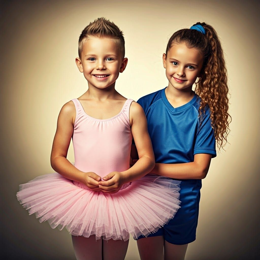 Youthful Joy: Ballet Meets Football in Hyperreal Photo