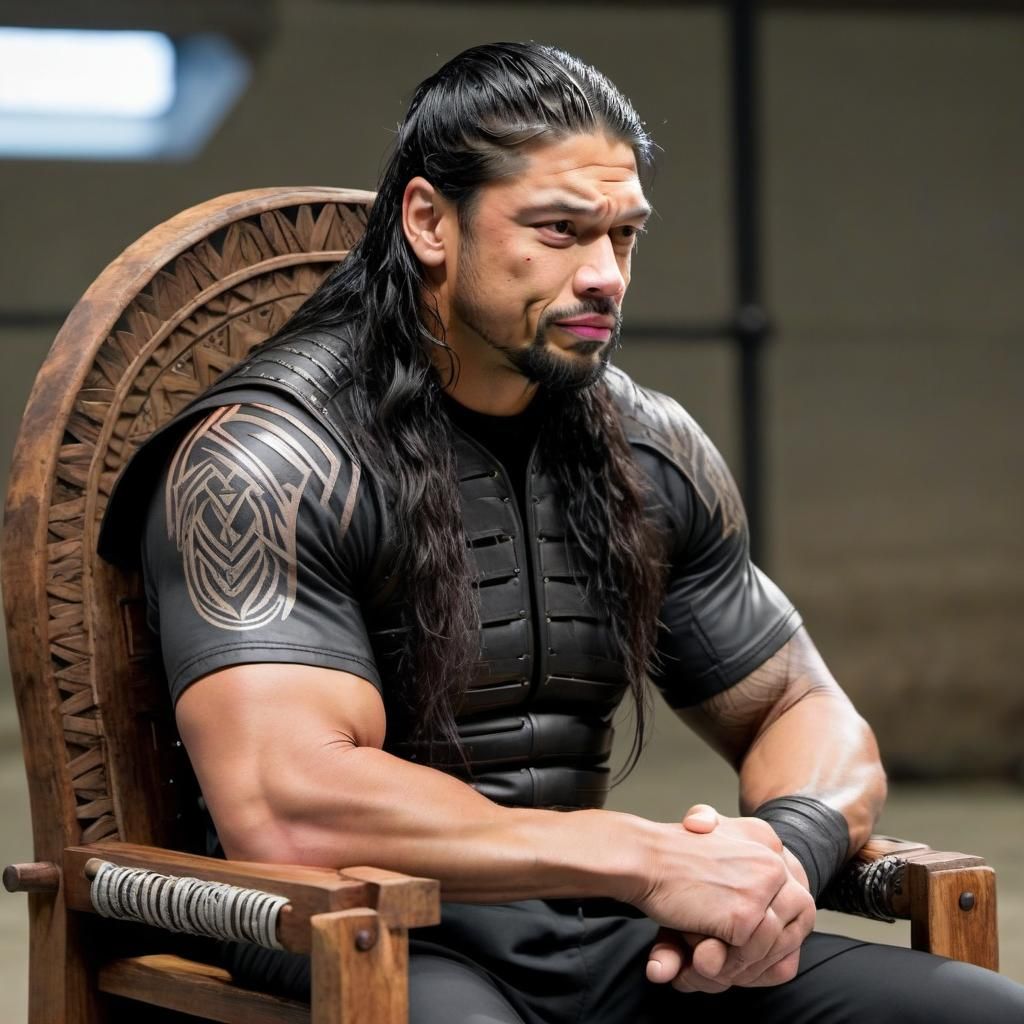 Tribal Chief Roman Reigns on Steel Chair