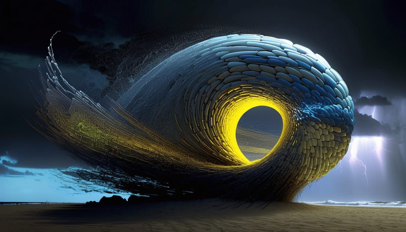 graffito infinite curved Chiaroscuro inside out luminobabel  3D chromoshadow sculptural trompe l'oeil suprareal standalo...