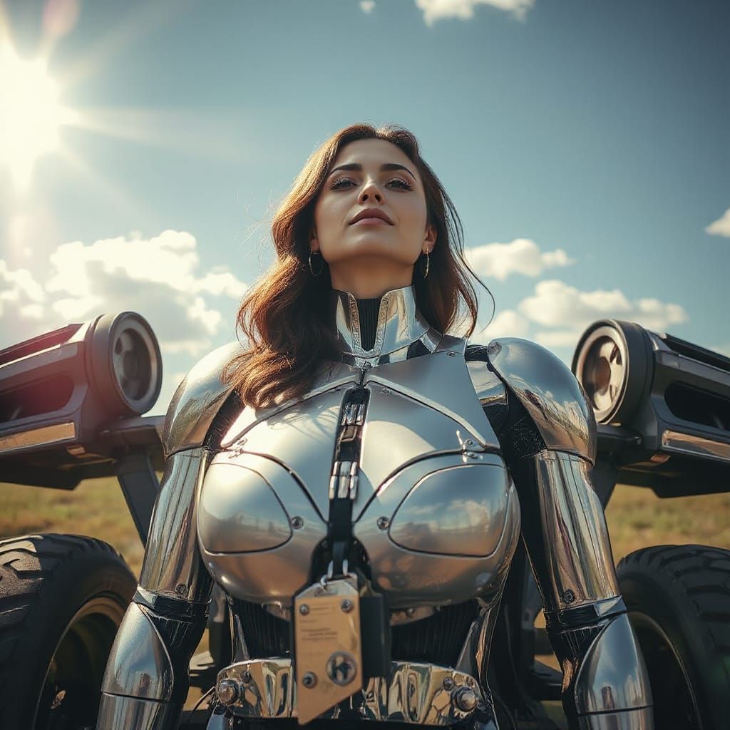 Mechanical Woman in Heavenly Light