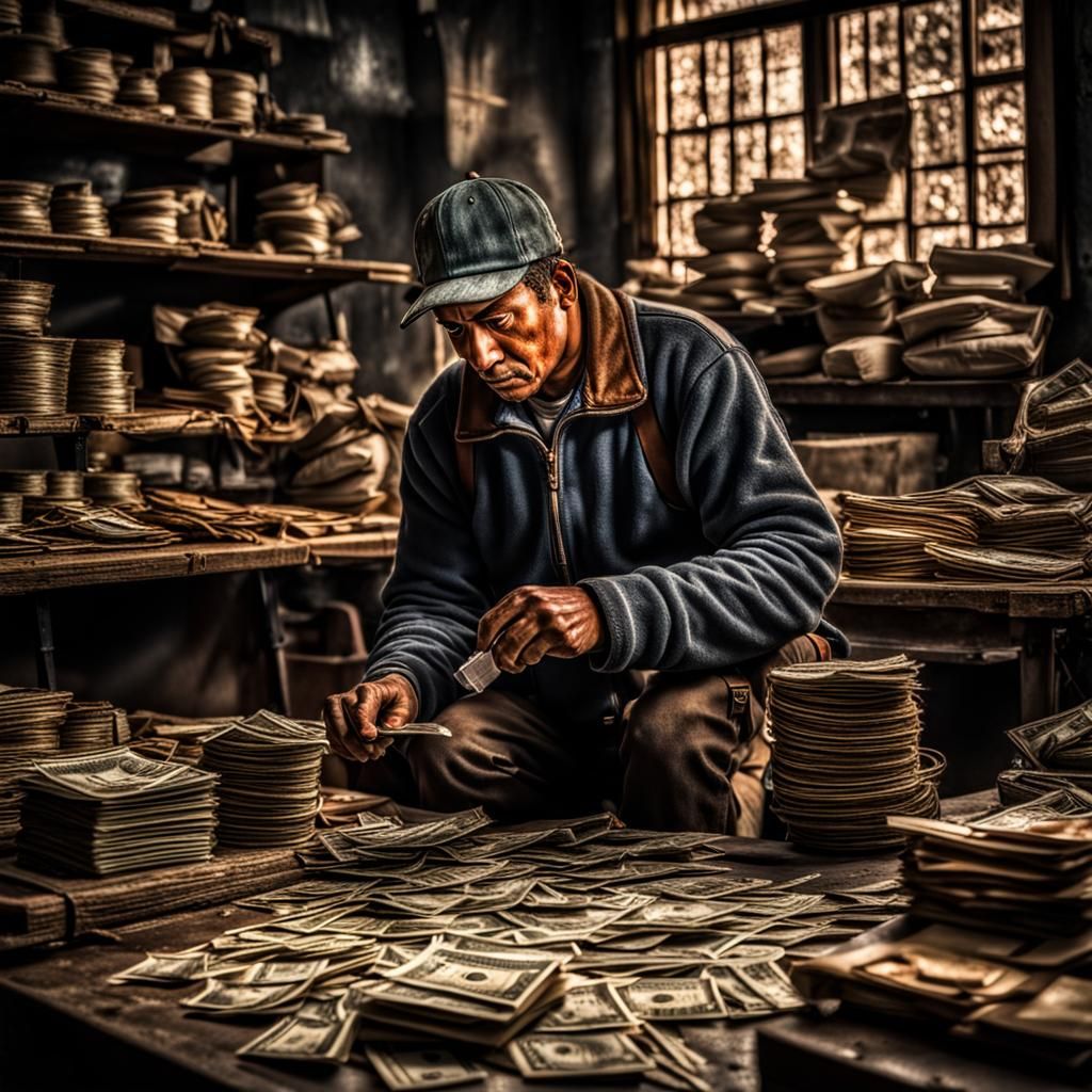 Hyperrealistic Image of a Young Man Working Hard