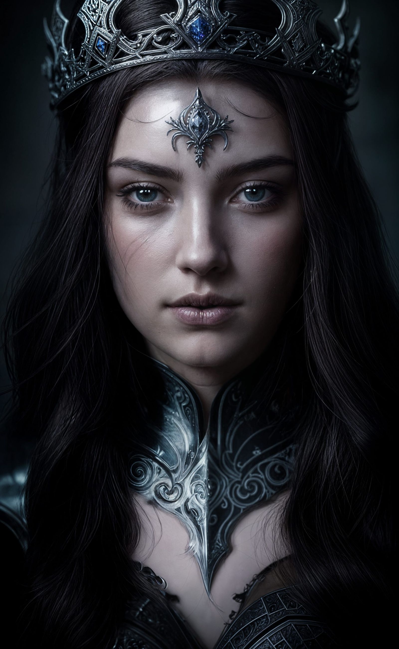Dark Fantasy Princess Portrait in Elegant Armor