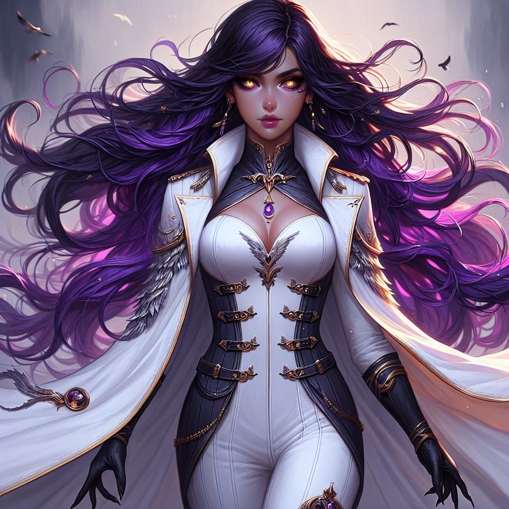 Ethereal Fantasy Mage in Deep Purple and Gold