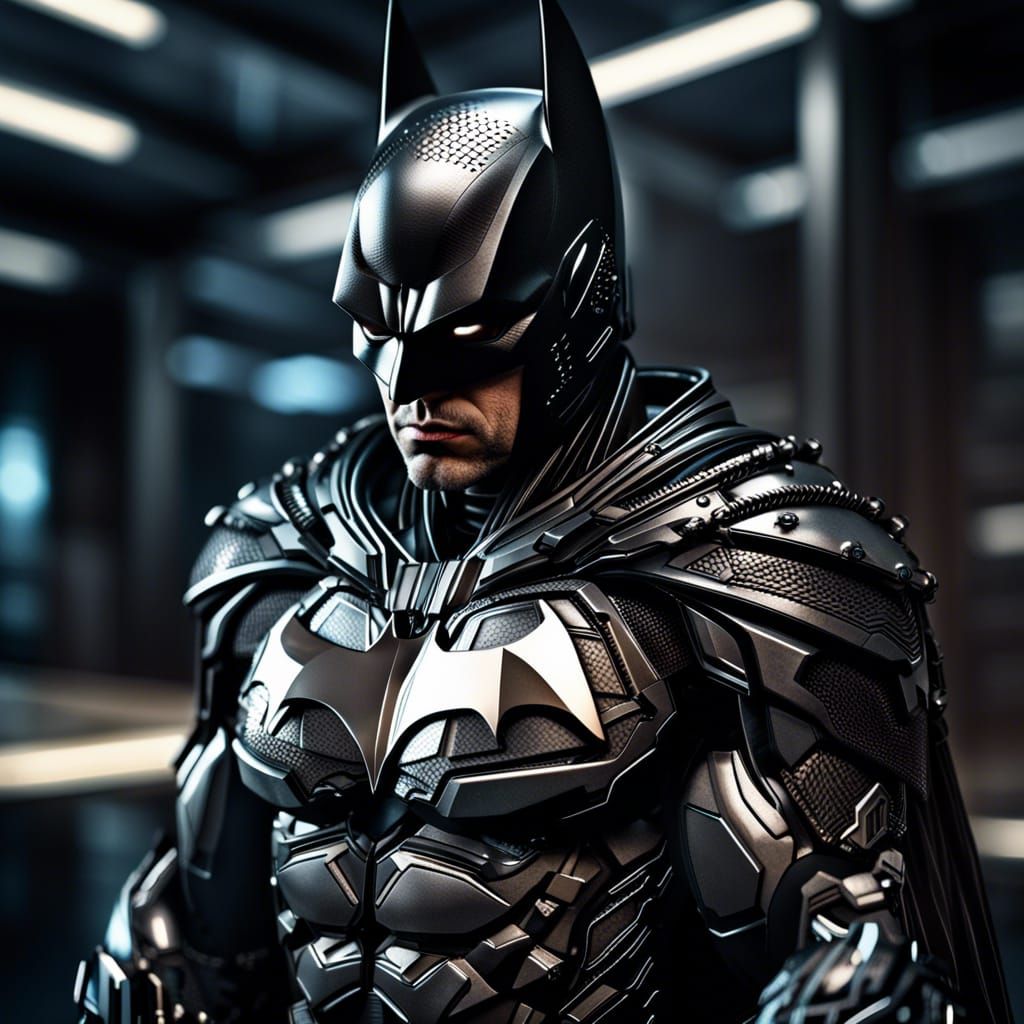 Batman in Futuristic Armor: Hyperrealistic Portrait