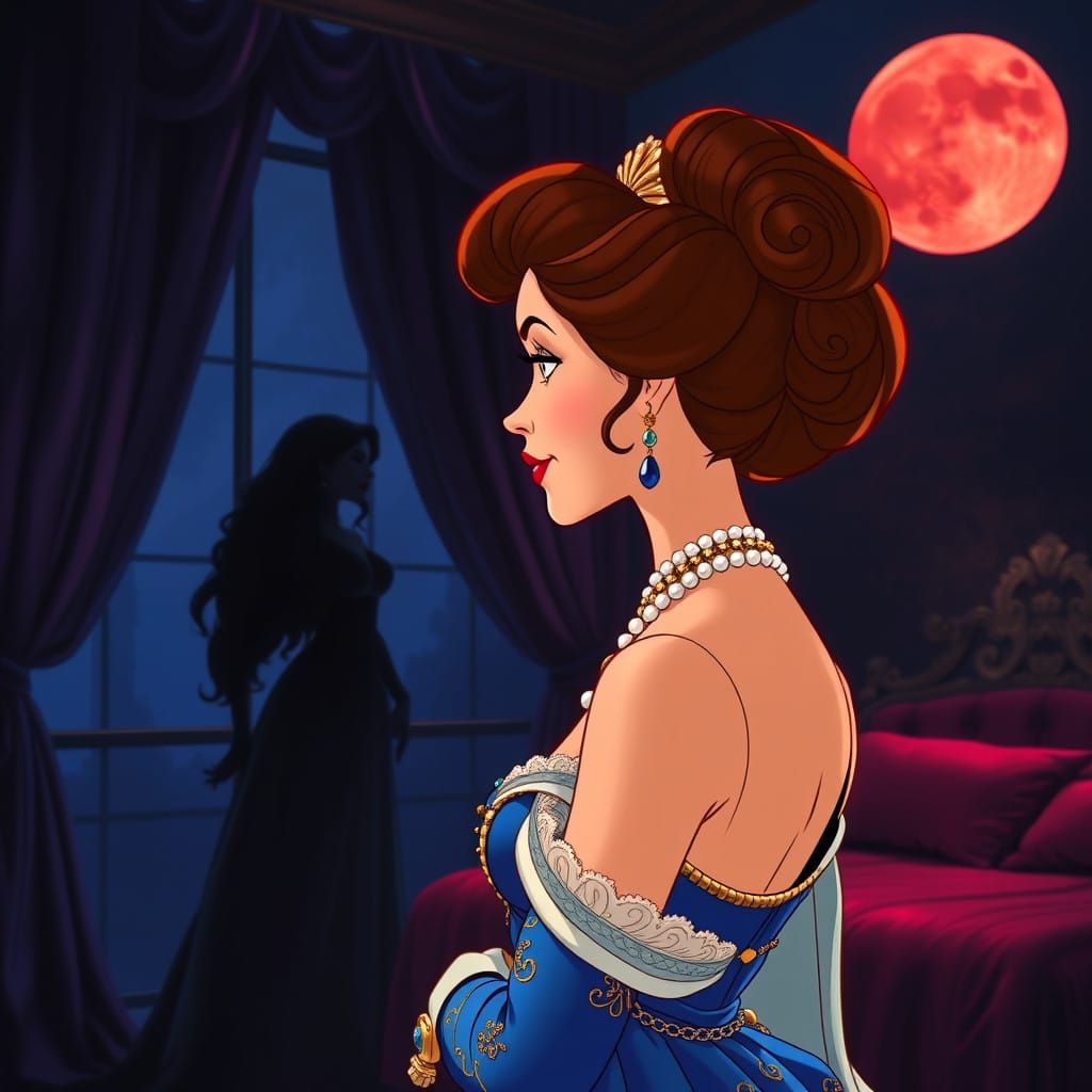 Vintage Cartoon Queen in Regal Splendor