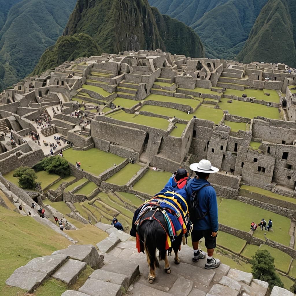 Inca Ascending Machu Picchu: Digital Painting