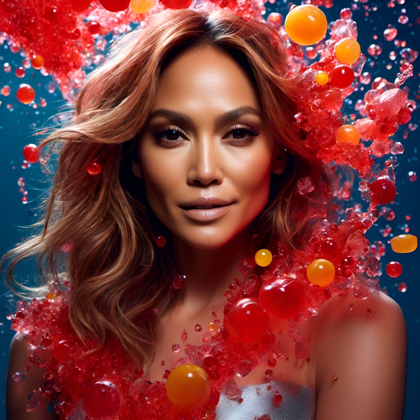 Jennifer Lopez Portrait with Jello in Digital Art Style