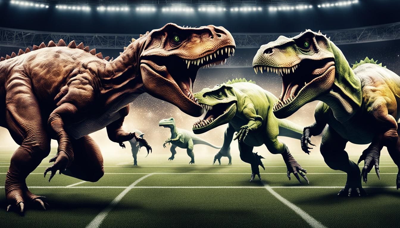 Dinosaurs Play Football: A Prehistoric Gridiron Photo