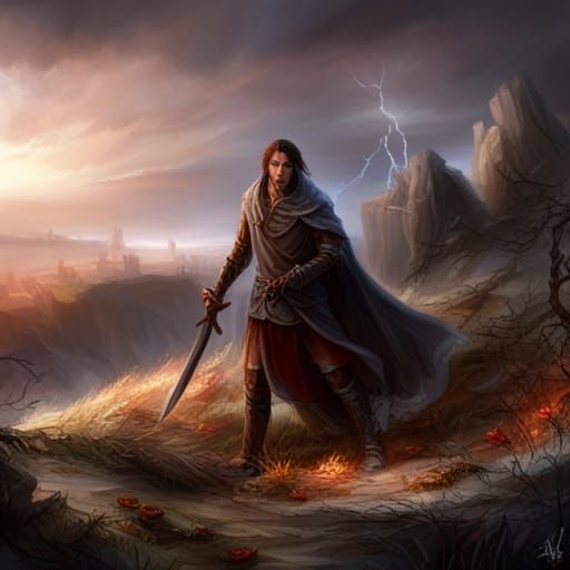 Cain Slaying Abel: Hyperrealistic Gothic Scene