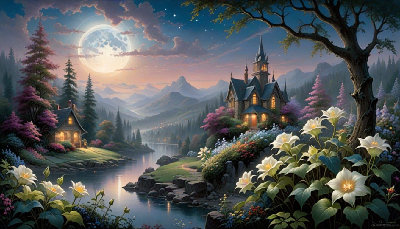 Fantasy Moonflowers Shine in Lunar Glow