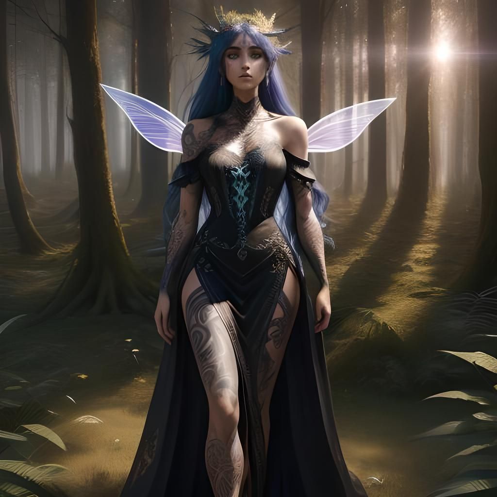 Mystical Fairy Portrait in Shadows: Hyperdetailed Digital Ar...