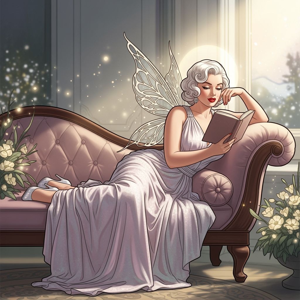 Glamorous Fairy Reading a Book in Art Nouveau Style
