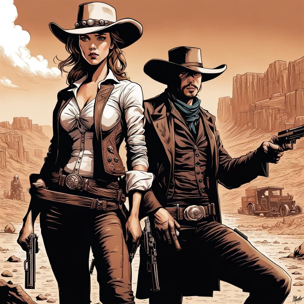 Jessica Alba as Gunslinger in Comic Book Art