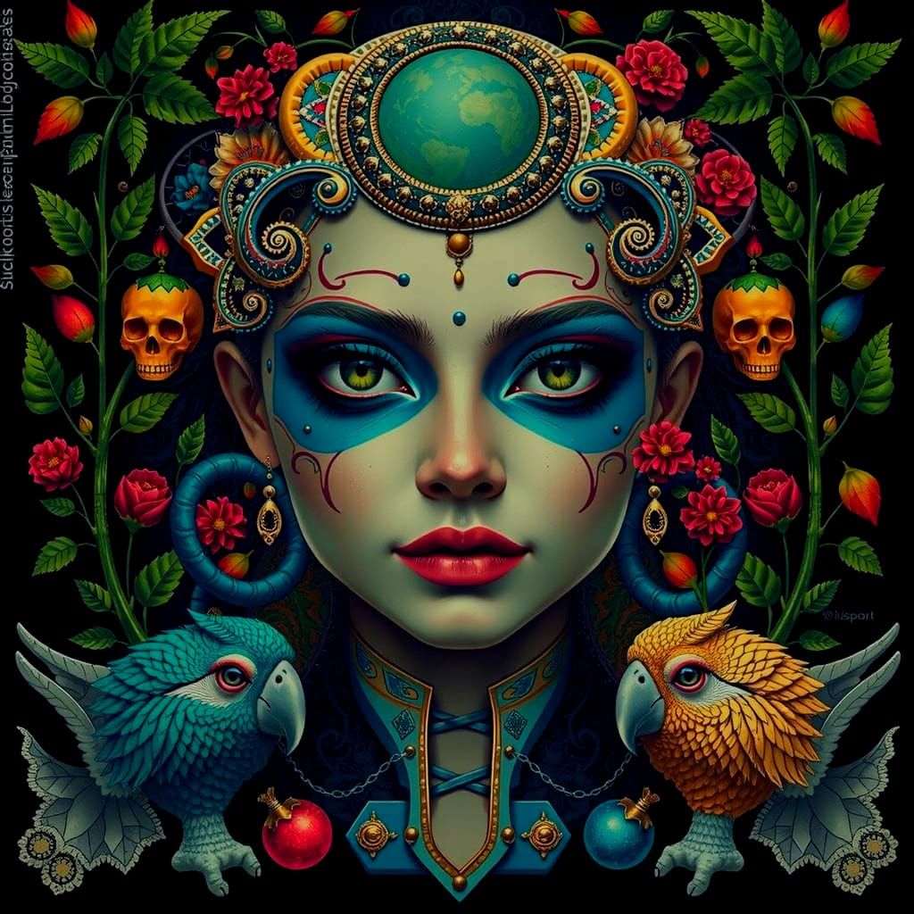 Chimaera of Harlequin and Seraphinianus in Style of Max Erns...