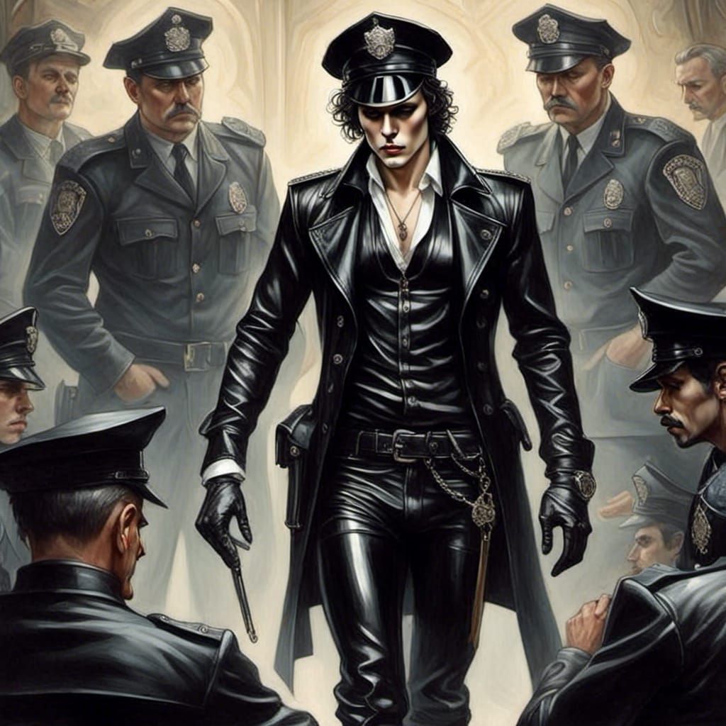 Stern Policeman Arresting Criminal in Tom of Finland Style