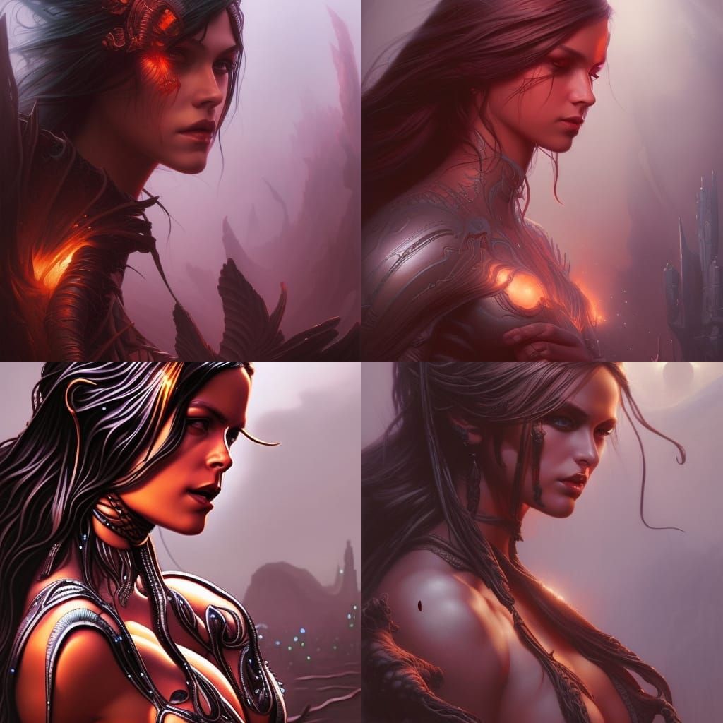 Alien Angel: Detailed Matte Painting in Comic Art Style