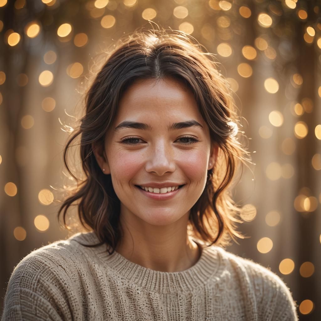 Smiling Portrait with Soft Lighting and Bokeh