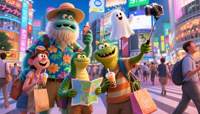 Monsters Take Over Shibuya Crossing In Tokyo