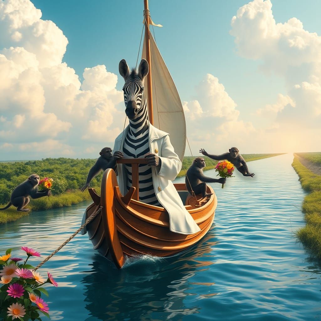 Zebra Sailor Navigates River of Monkeys