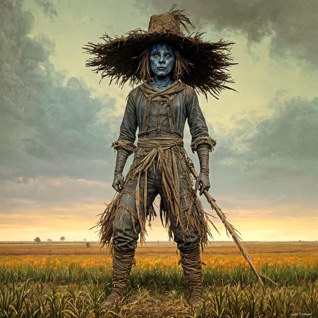 a scarecrow in a farmer's field