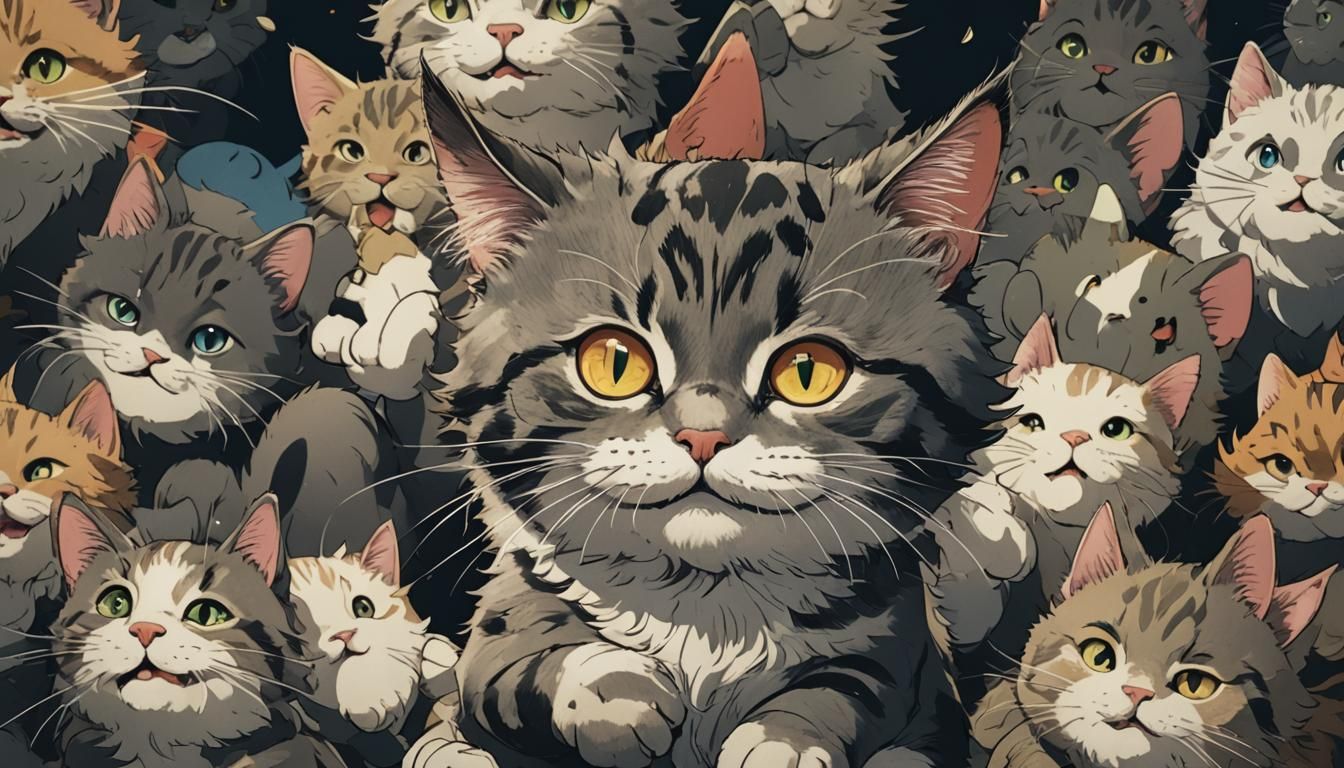 Happy Ghibli Cartoon Cat Macro Photography