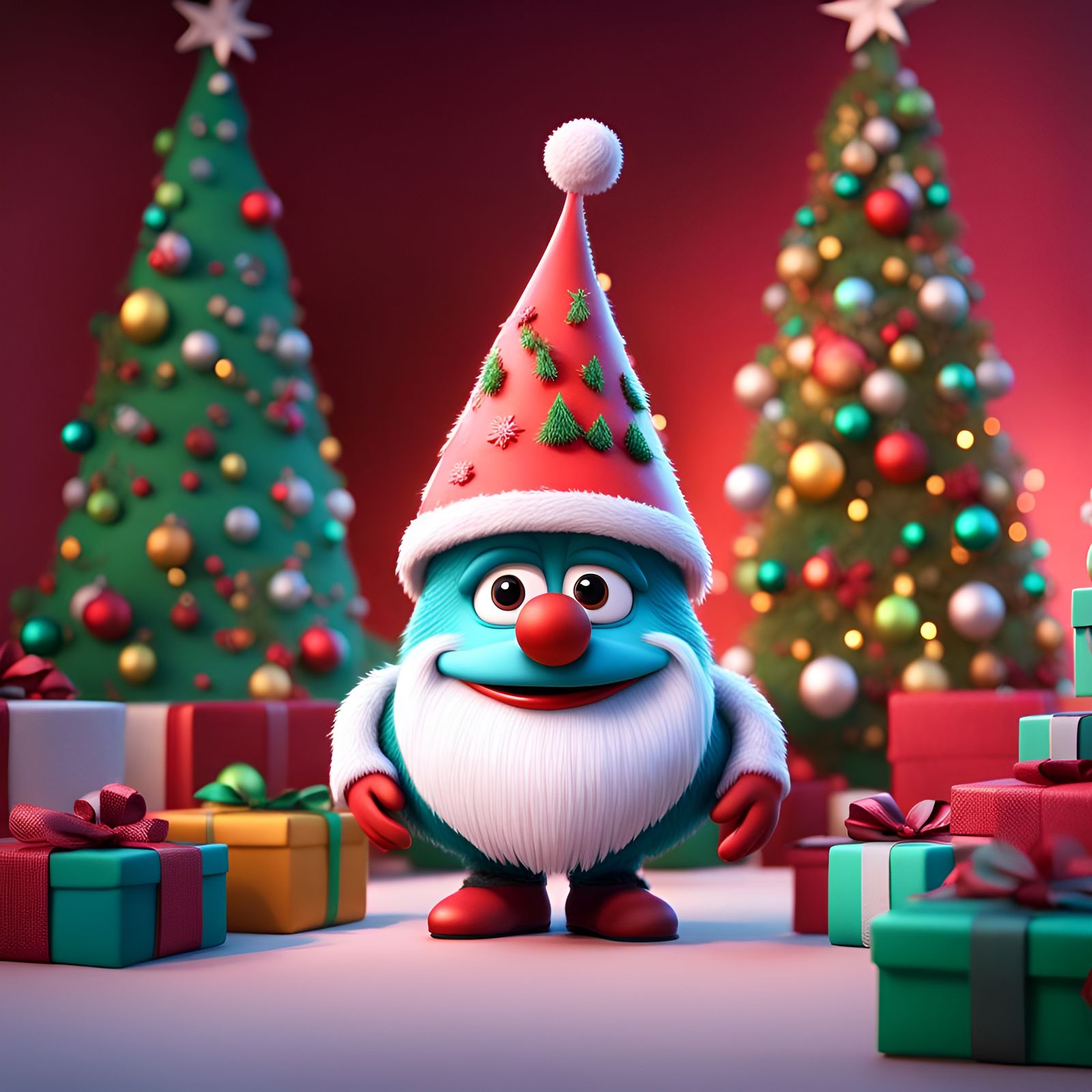 Festive Christmas Gonk in 3D Digital Art