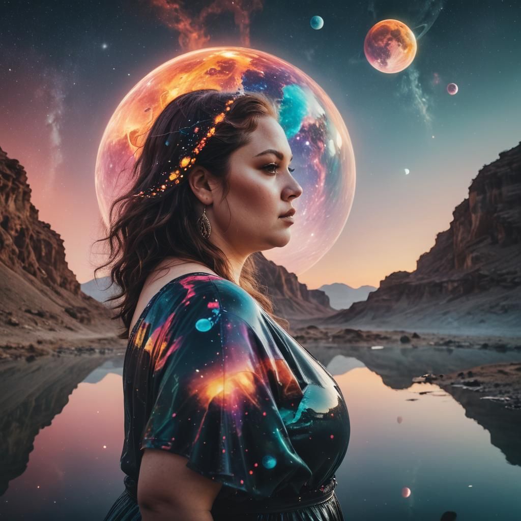 Double Exposure Portrait on Alien Planet